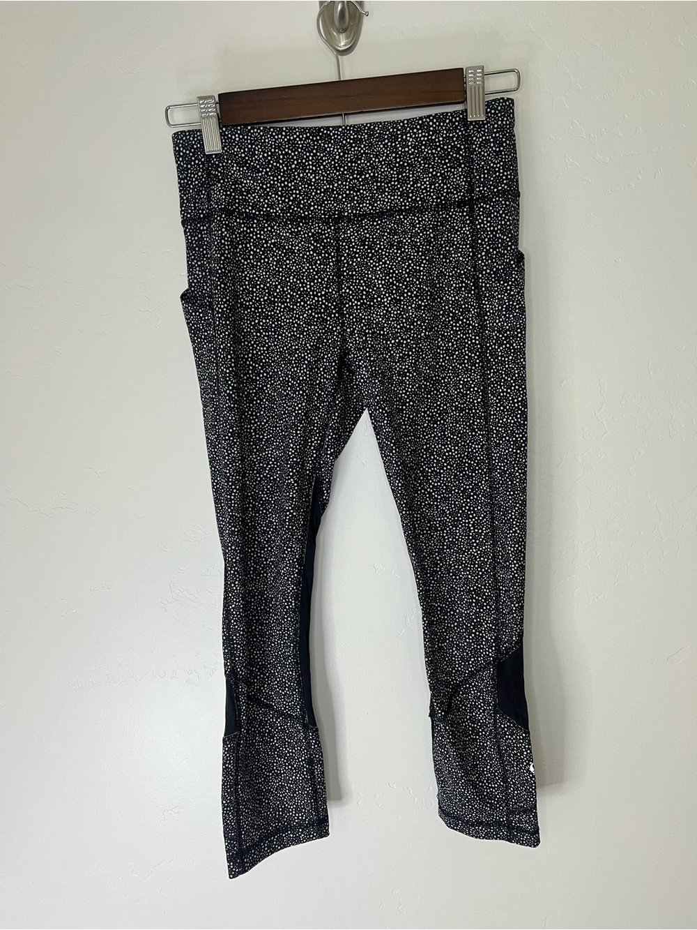 Lululemon Pace Rival Crop Leggings with Black and White Design